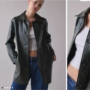Urban Outfitters Faux Green Leather Coat